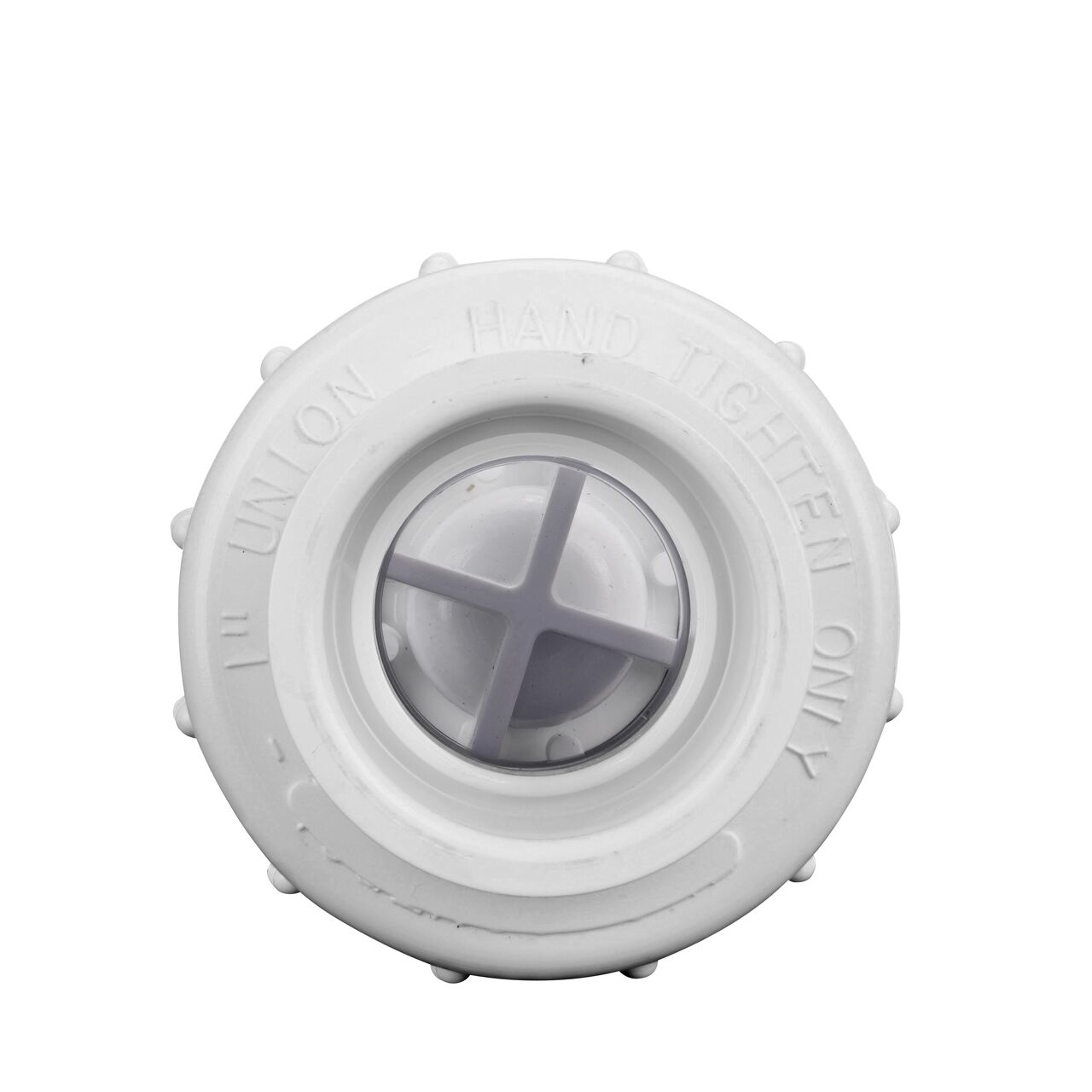 Water is conveyed one-way through the valve when the flap opens on the NDS Clear 1 in. slip end by slip end with 1/2 lb. spring PVC True Union Spring Check Valve (NDS 1700C10)