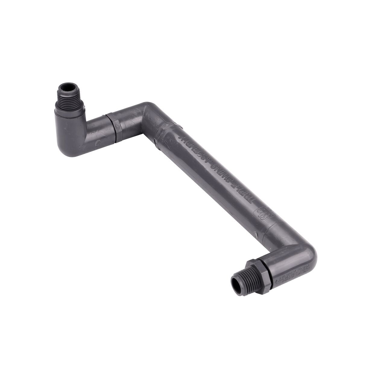 NDS PVC Triple Swing Joints Assembly, Sch. 80 1/2 in. MPT has two swivel joints to position the sprinkler, one swivel joint on the other end to connect to the pipe ideal for subsurface irrigation and sprinkler applications (NDS TSA-0500-TT)
