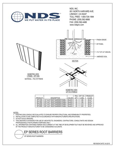 NDS Root Barrier Products Installation Detail