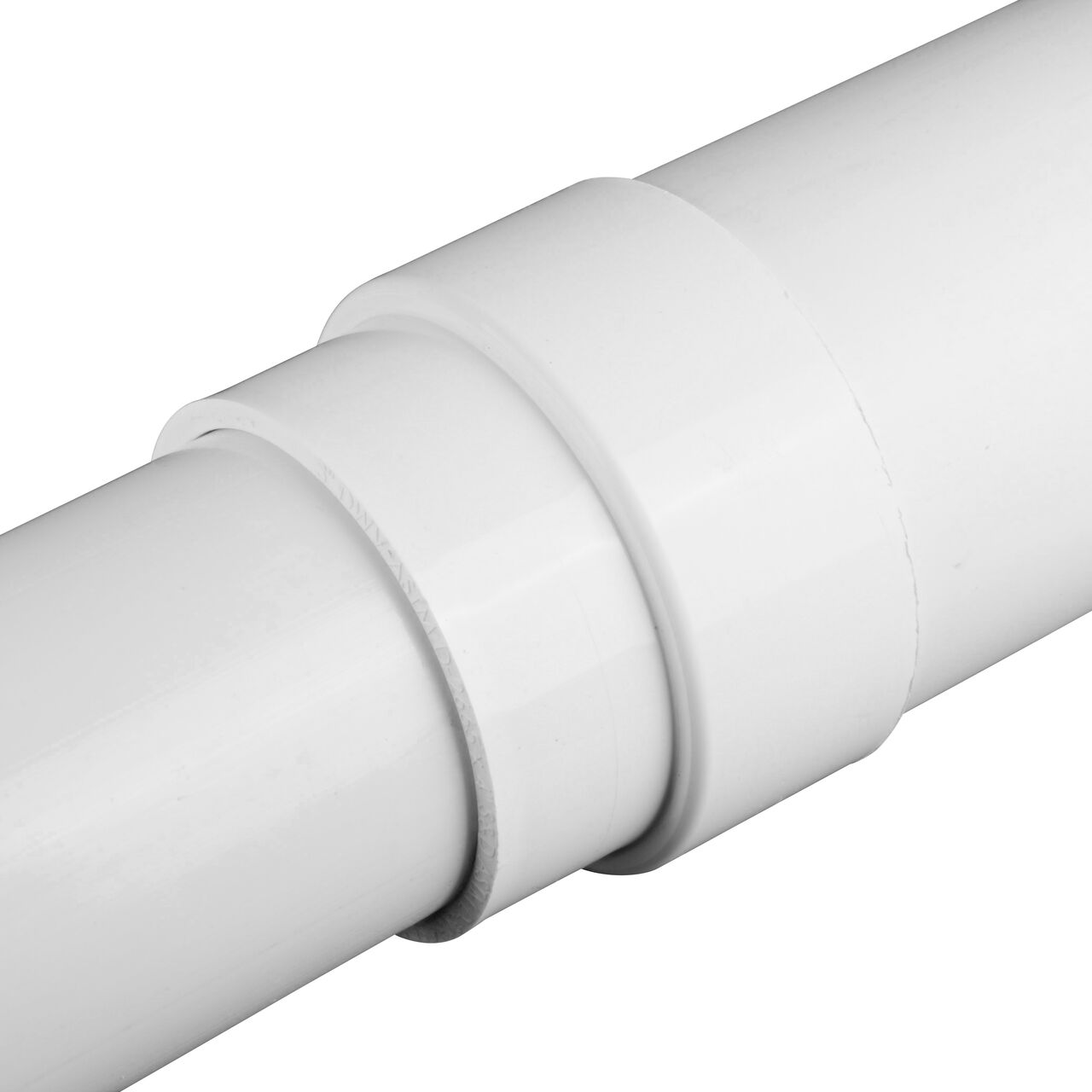 The NDS DWV to S&D increaser/reducer adapter (NDS 3P12*, NDS 3P12, NDS L3P12) with a 3 in. DWV pipe in front and a 4 in. S&D pipe in the back