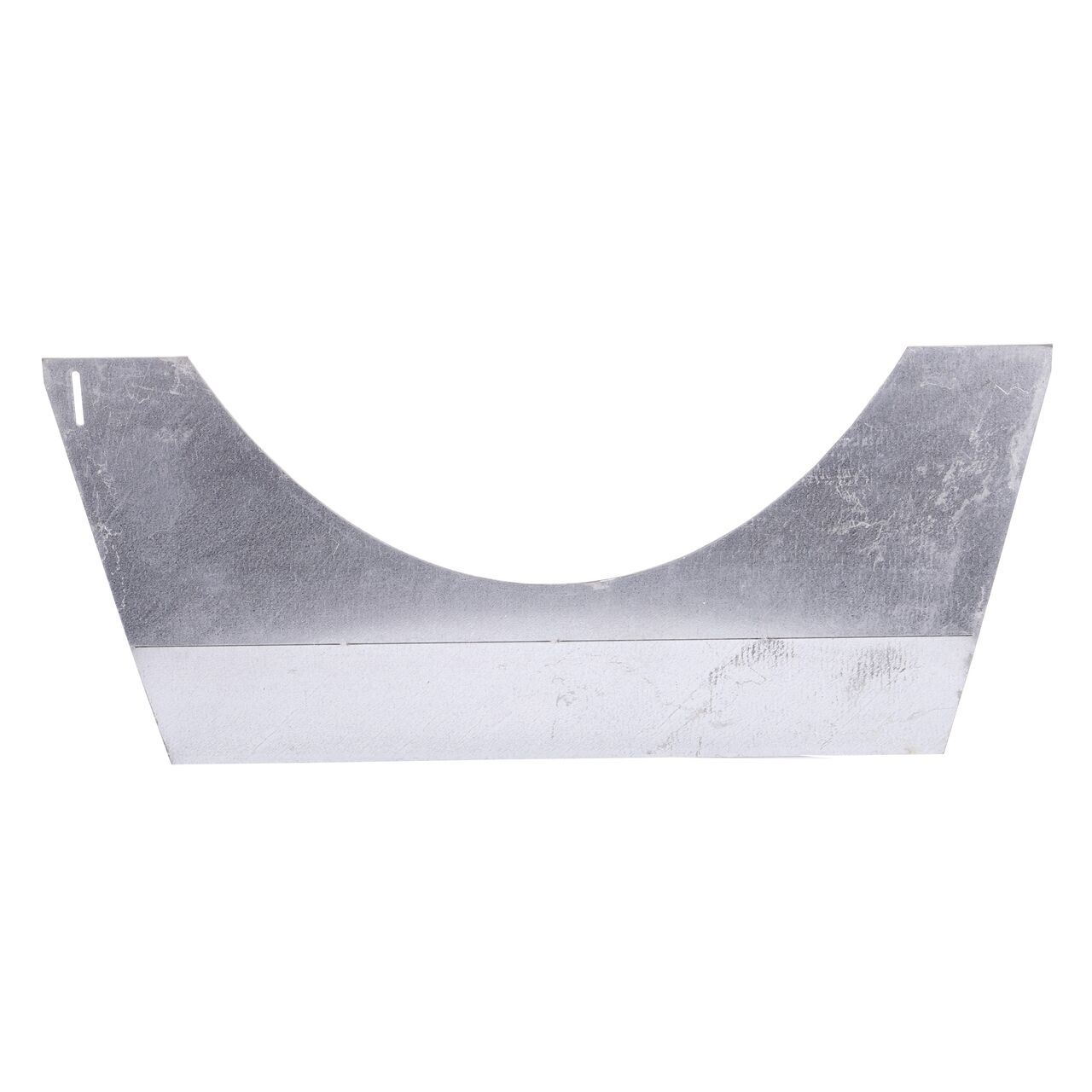 Forward facing view of the Galvanized Steel BG-FILCOTEN® 300 Trench Drain Step Connector Plate (NDS 19030295) which installs inside two BG-FILCOTEN® 300 12 in. Trench Channel Drain sections and secure with silicone