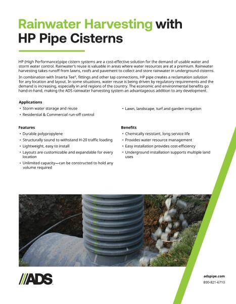 Rainwater Harvesting with HP Pipe Cisterns Product Sheet