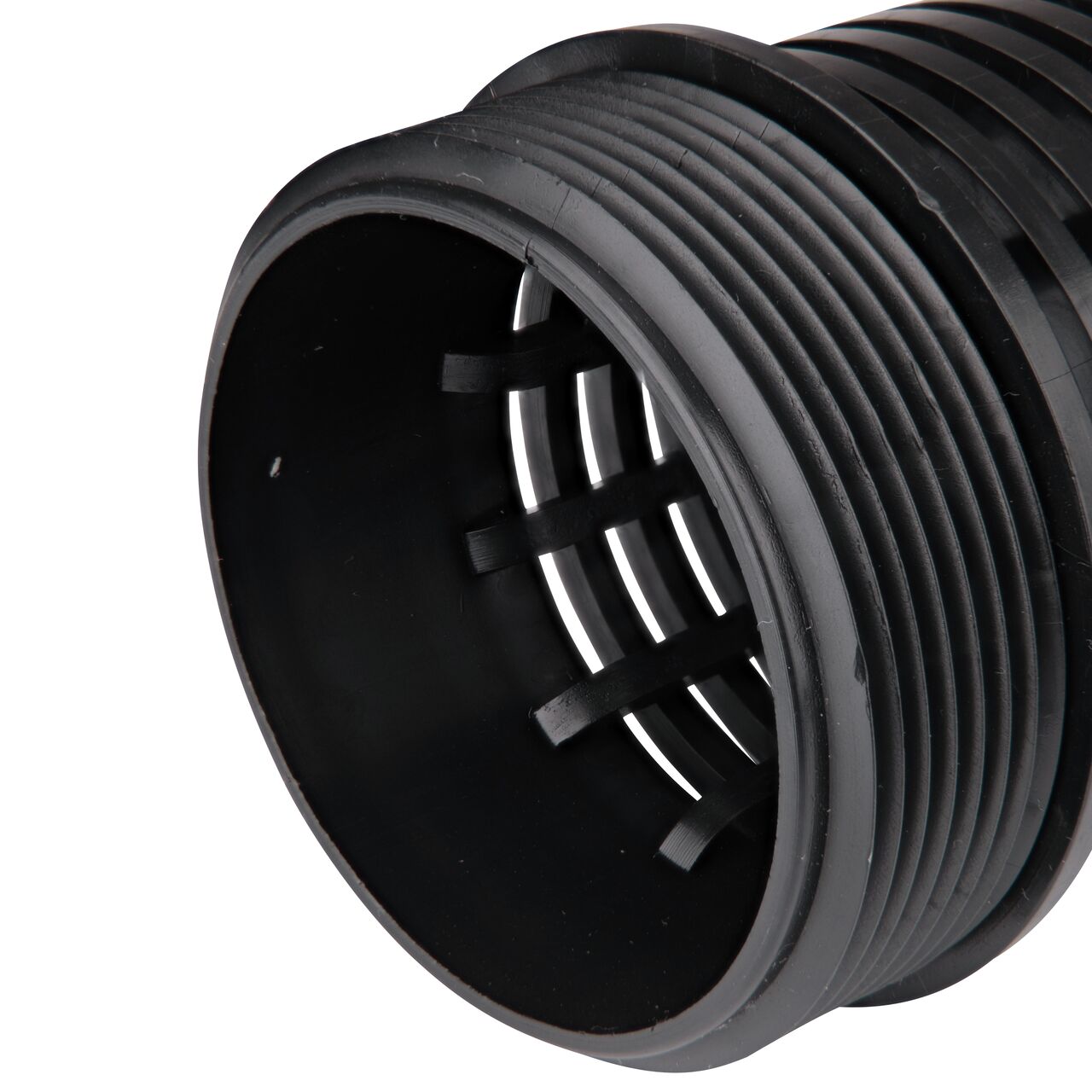 Closeup view of threaded end of the 2 in. IPS 100 Mesh Foot Valve Screen (NDS 1800-20) which connects to the FPT end of a 2 in. foot valve