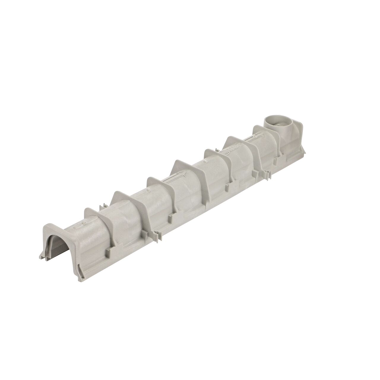 Bottom shot of the NDS 4.34 in. Deep Dura Slope Channel Drain (NDS DS-103N) shows bottom outlet