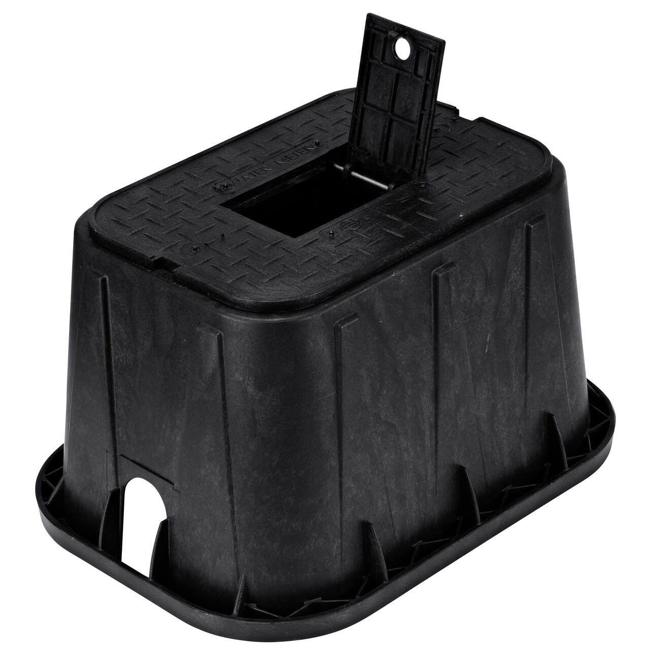 Reader lifted on the NDS 14 in. X 19 in. Rectangular Meter Box with Overlapping Reader Cover (NDS D1200-OLRB)