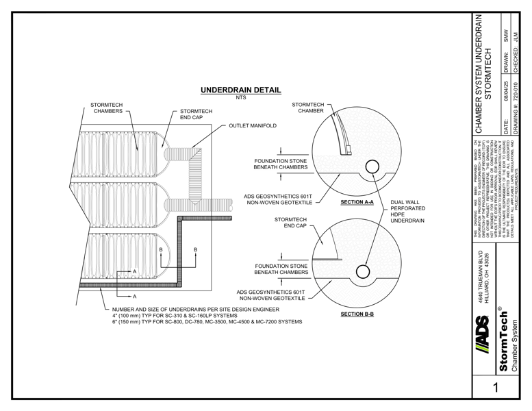 Stormtech Underdrain Detail