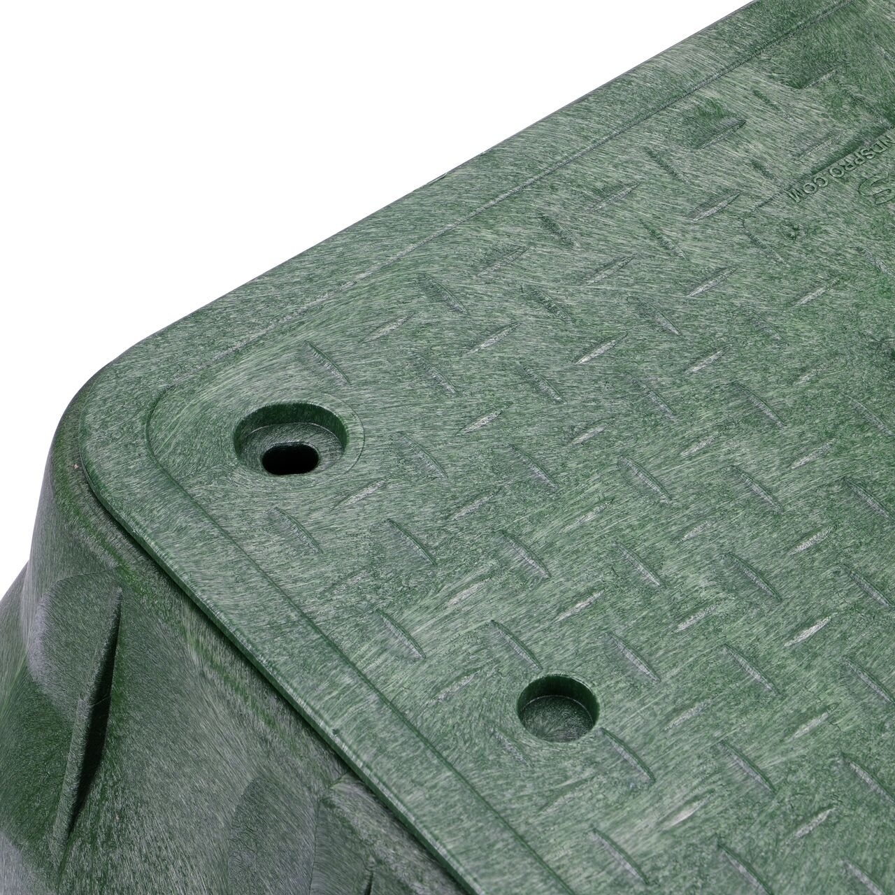 Closeup view of the inside reinforced edges on the NDS 13 in. X 24 in. Rectangular Pro-Spec® Series Valve Box and Cover (NDS 321BCBW)
