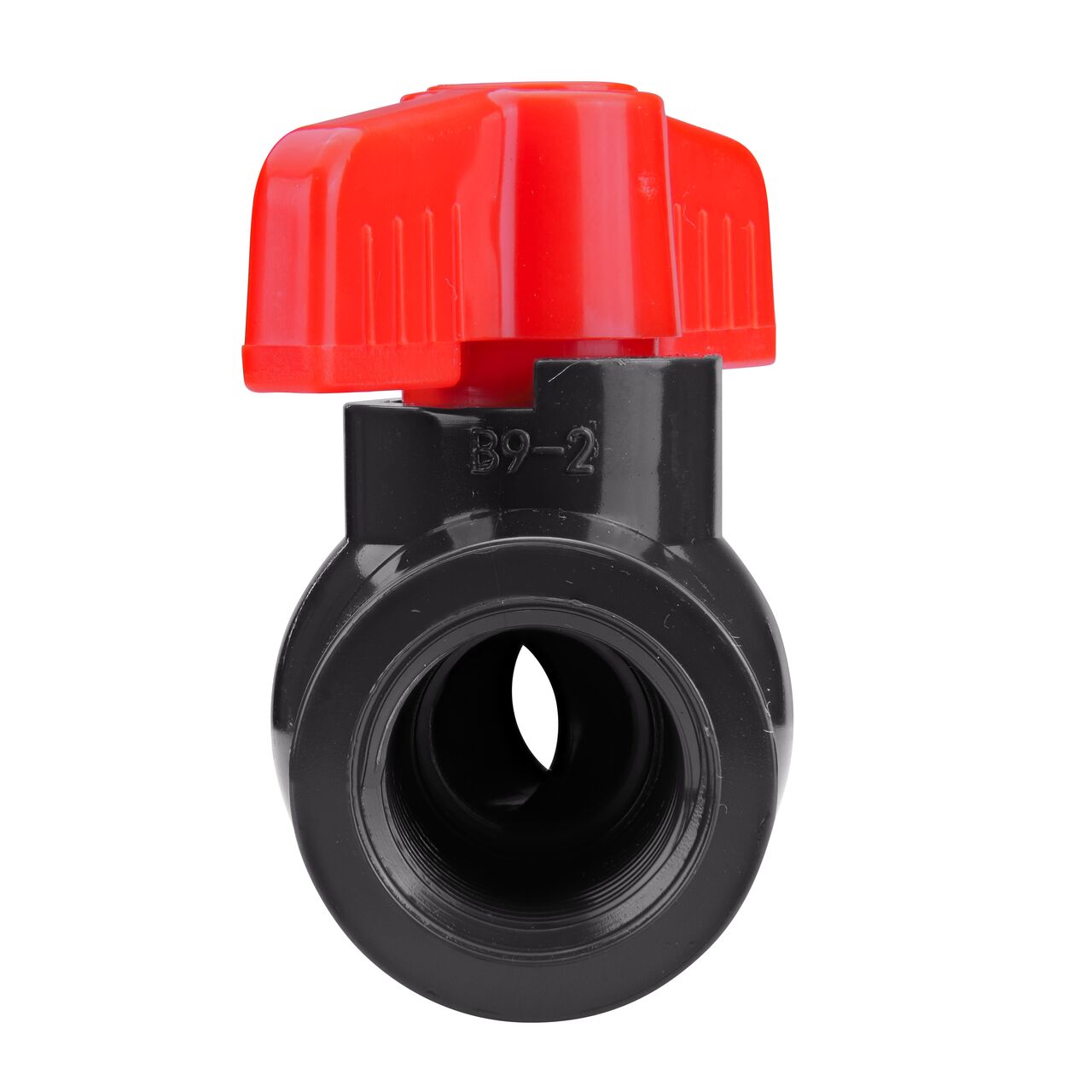 Rotate the handle to easily open or close the valve ball that controls water flow on the NDS 1/2 in. PVC IPS Ball Valve (NDS E1620-05)