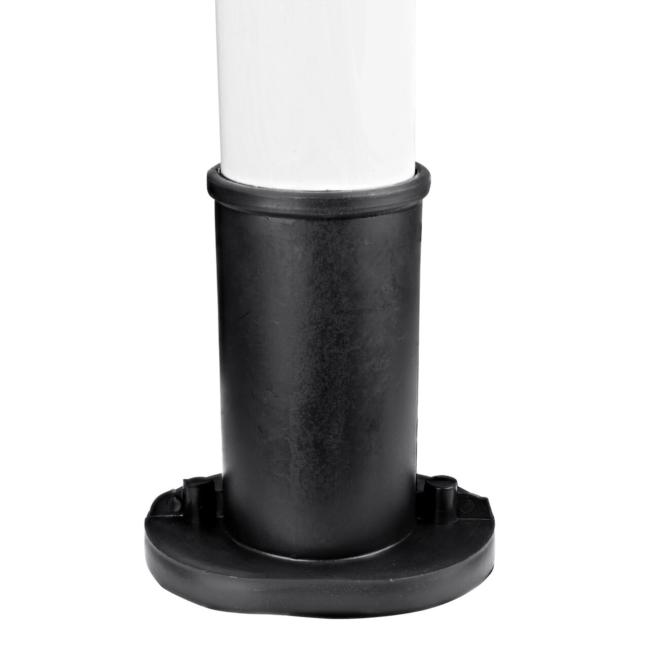 The NDS Black 4 in. Polypropylene S&D Sewer Cleanout Plug (NDS 22-040) with 4 in. sewer & drain pipe installed