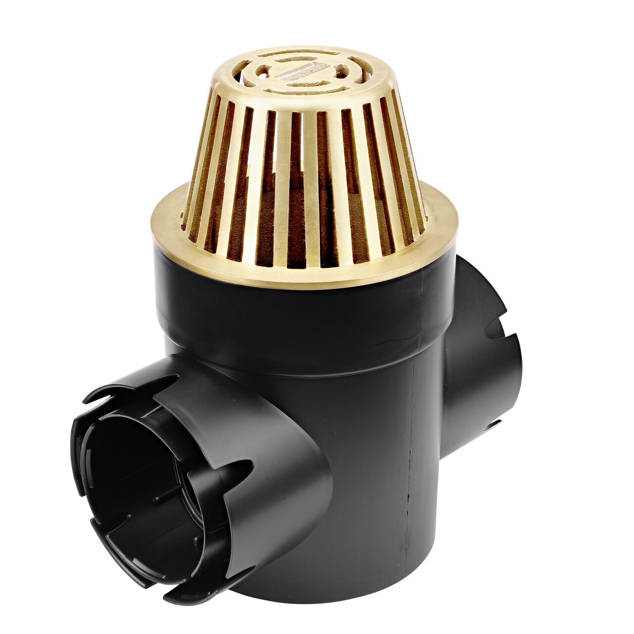 NDS Brass 6 in. Atrum Grate (NDS 90B) installed to a double outlet Spee-D Basin (NDS 201RTL)
