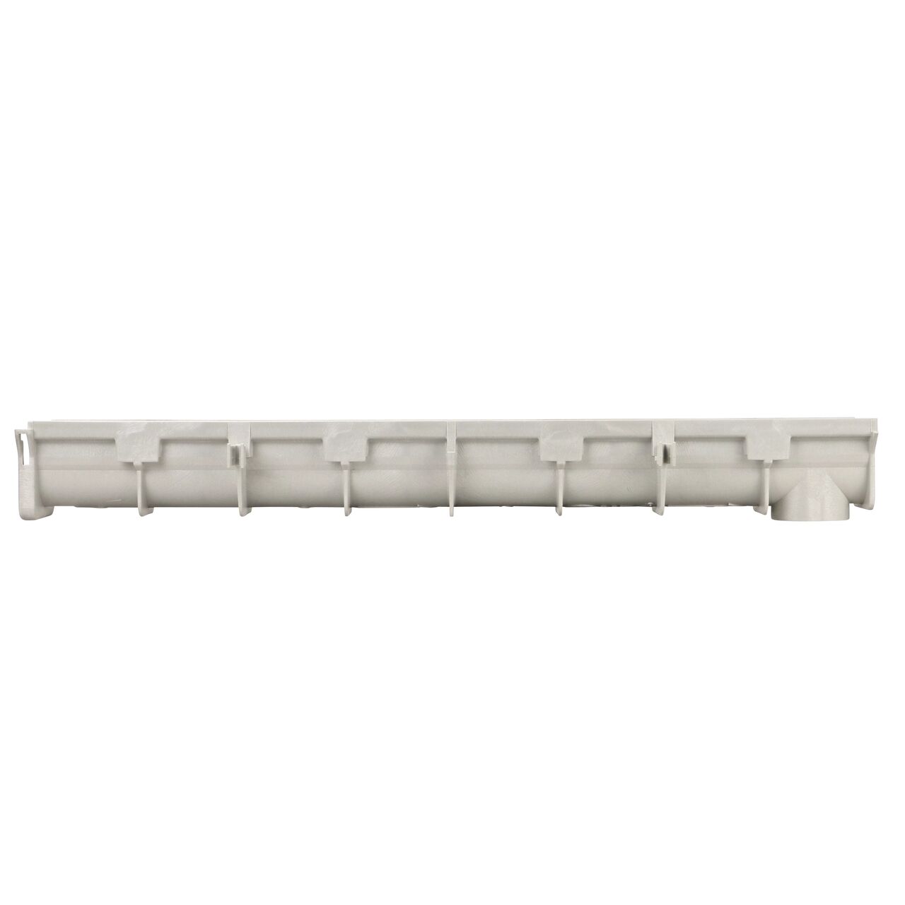 Side view of the NDS Neutral 3.99 in. Deep Dura Slope™ Channel Drain, end to end (NDS DS-090N)