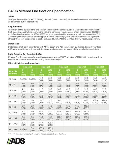 S4.06 Mitered End Section Specification