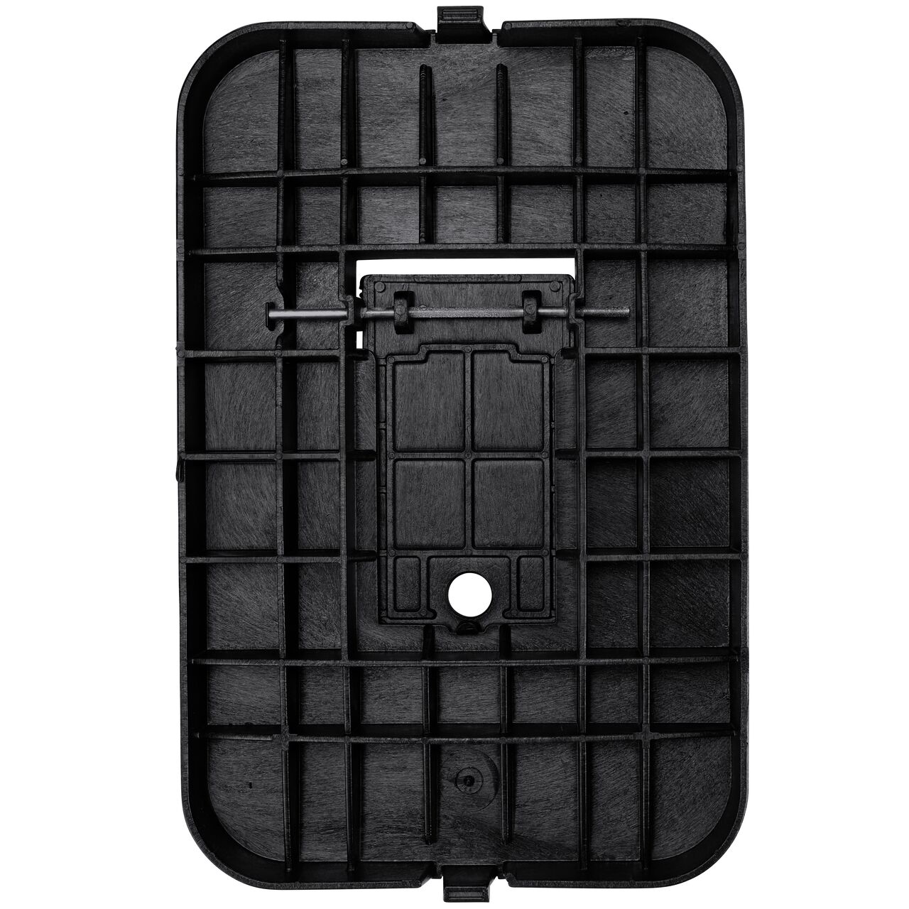 Underside View of the 14 in. X 19 in. Drop-in Rectangular Water Meter Cover with plastic door (NDS D1800-DIRB)