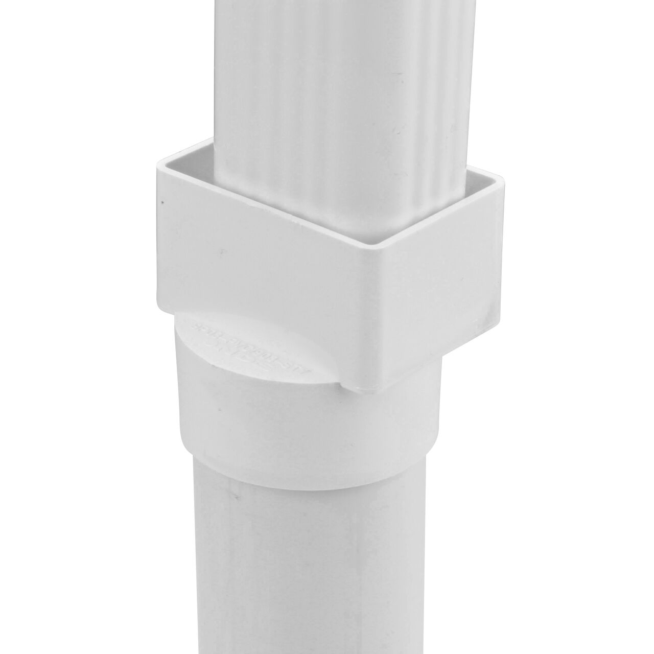 The NDS 3 in. downspout adapter (NDS 9P03) installed with both a 3 in. S&D pipe and a 2X3 downspout