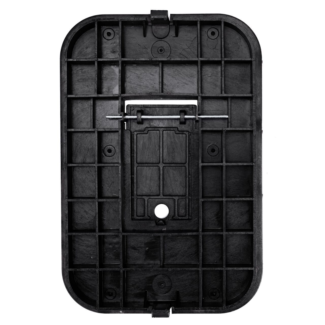 Underside View of the 14 in. X 19 in. Rectangular Black Plastic Overlapping Meter Cover (NDS D1200-OLRB)