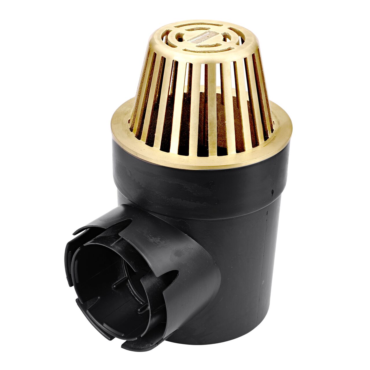 NDS Brass 6 in. Atrum Grate (NDS 90B) installed to a single outlet Spee-D Basin (NDS 101RTL)