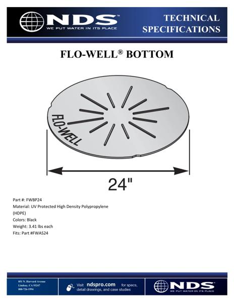 NDS Bottom Panel for Flo-Well® Stormwater Dry Well System Tech Spec