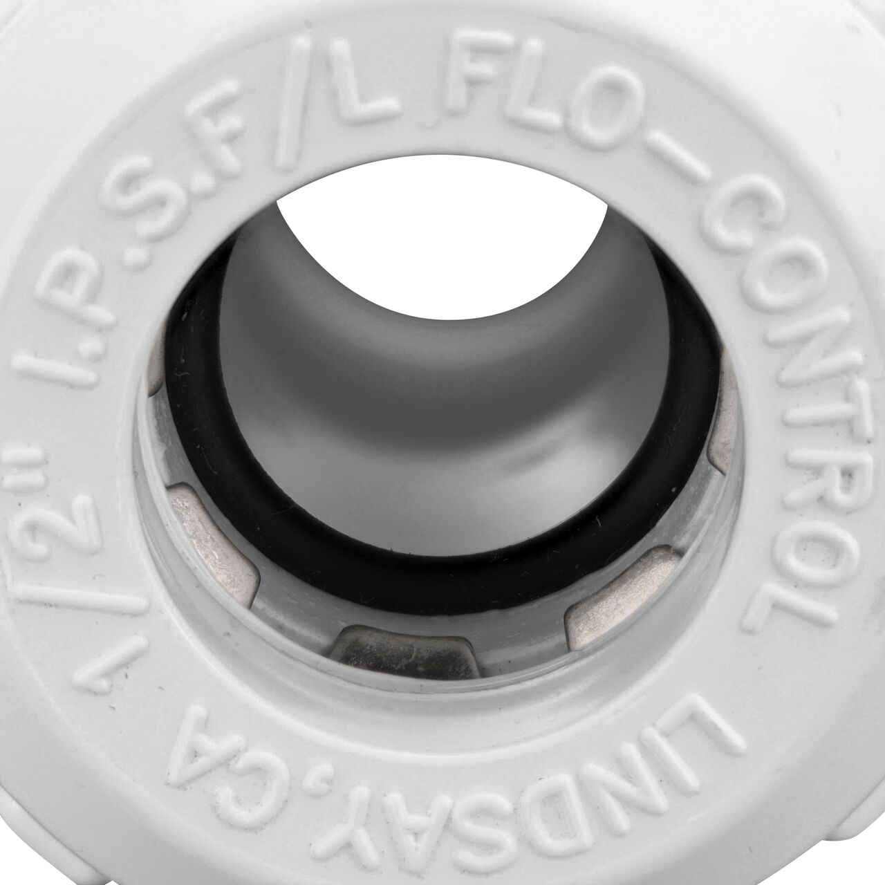 Closeup of the steel gripper teeth inside the NDS 1/2 in. IPS Flo Lock PVC Gripper Adapter (NDS 136-05)