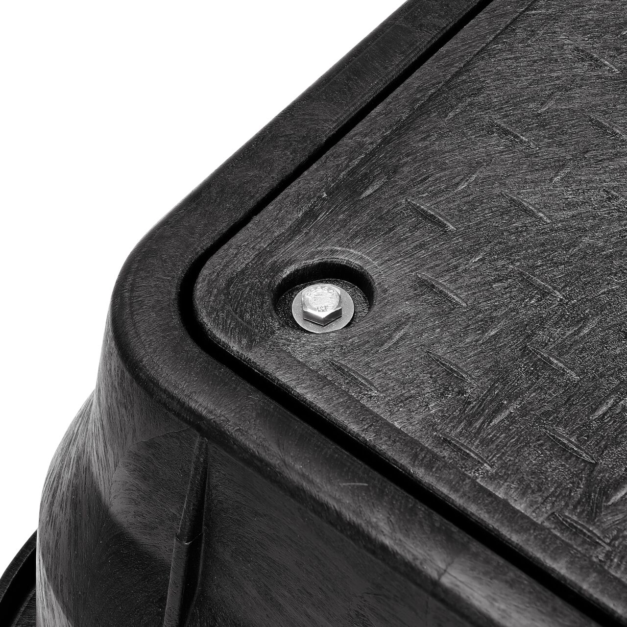 The valve box lid securely in place on the NDS 13 in. X 24 in. Rectangular Standard Series Black Box and Black Water Meter Cover with Bolt (NDS 121BCDMB) keeping components protected against the elements, foot traffic, lawn care equipment, and potential vandalism while keeping them out of sight