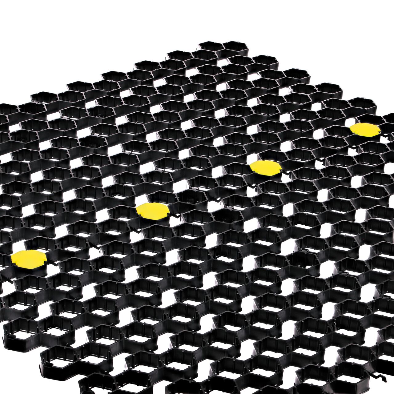 Use multiple Yellow NDS EZ Marker™ Parking Delineators (NDS EZMARKER-B) in the NDS EZ Roll® Grass Pavers to guide motorists