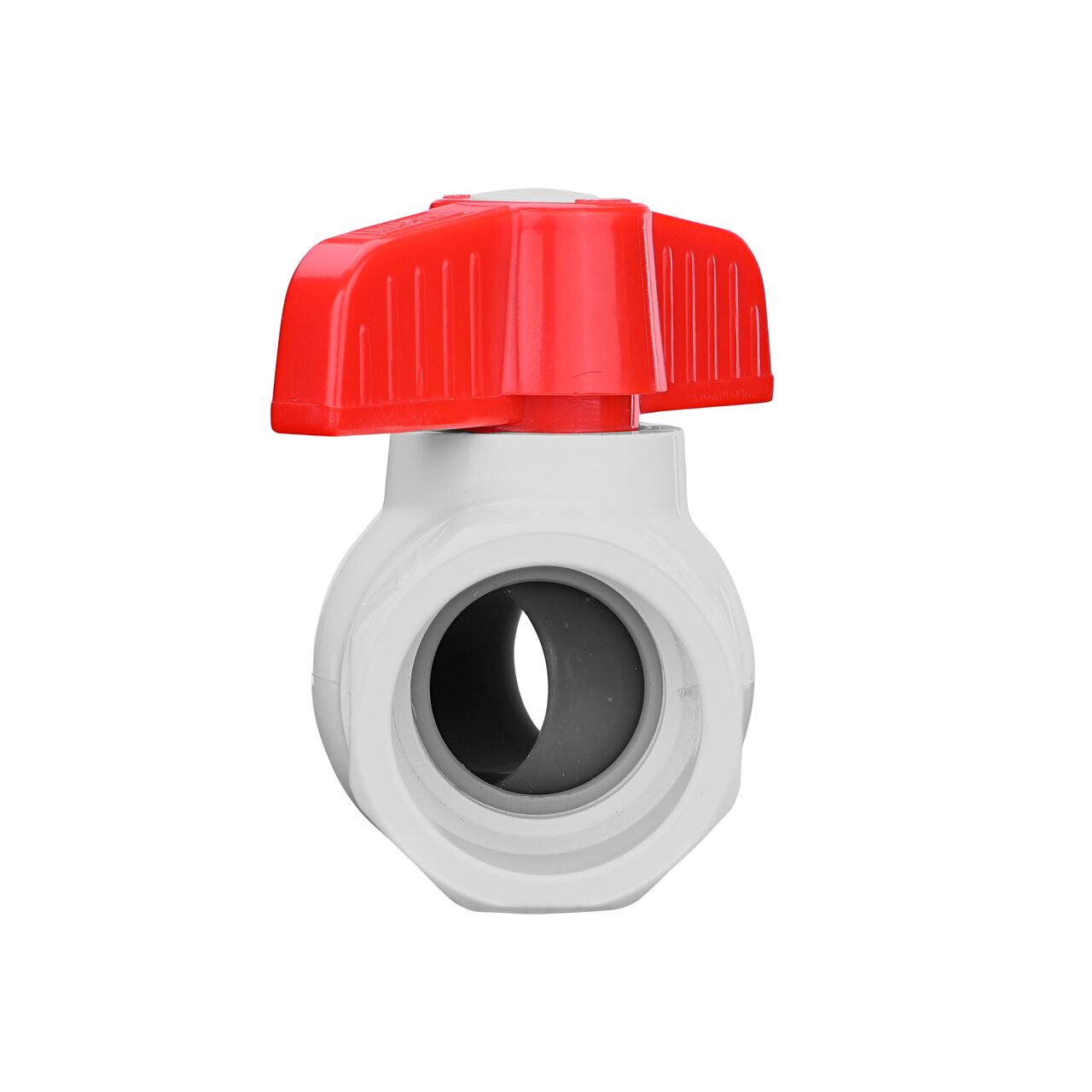 Rotate the handle to easily open or close the valve ball that controls water flow on the NDS 1 in. PVC IPS Ball Valve (NDS E1410-10)