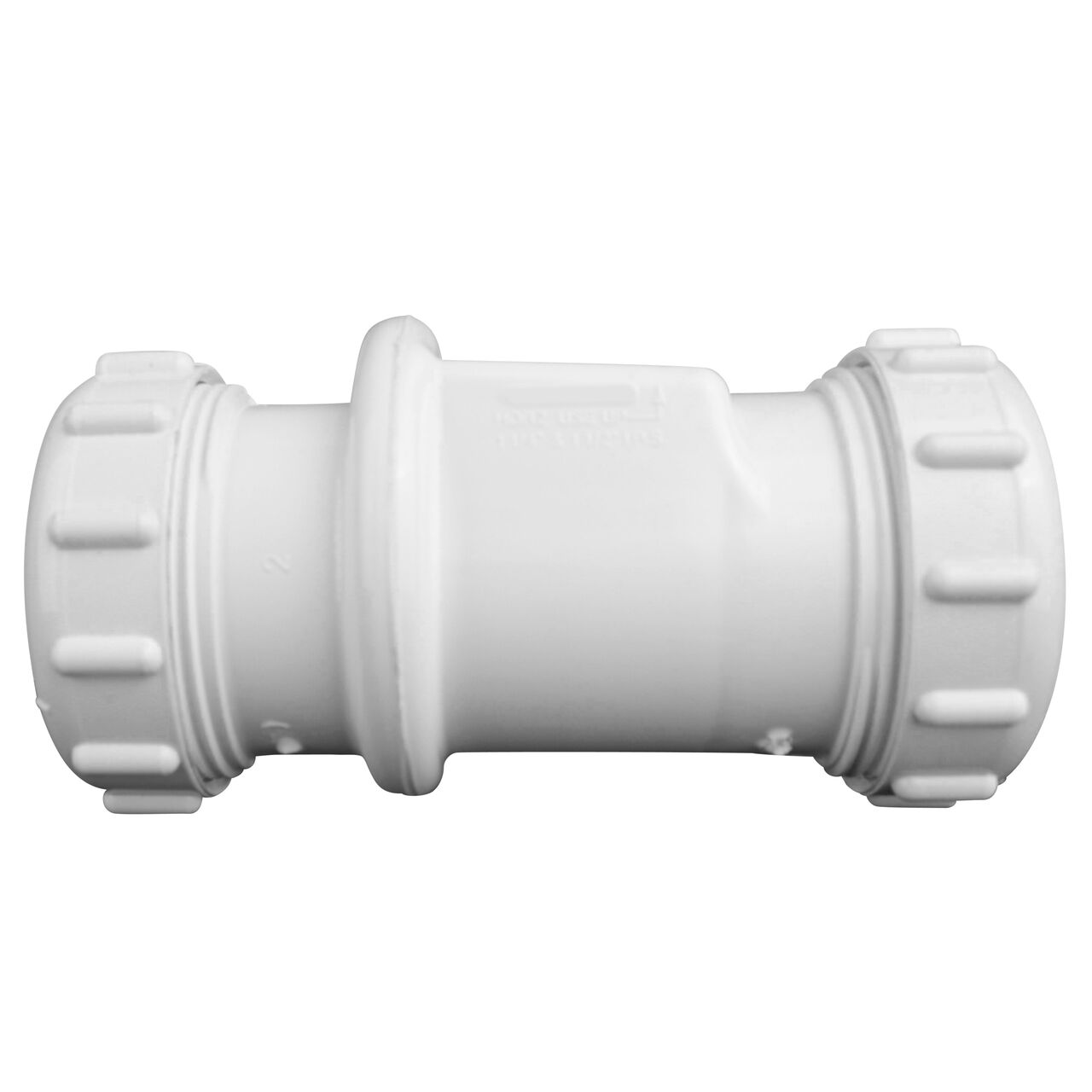 Side to side view of the NDS PVC Sump Pump Swing Check Valve, 1-1/4 and 1-1/2 IPS UC (NDS 1400-15) which prevents backflow in pipelines