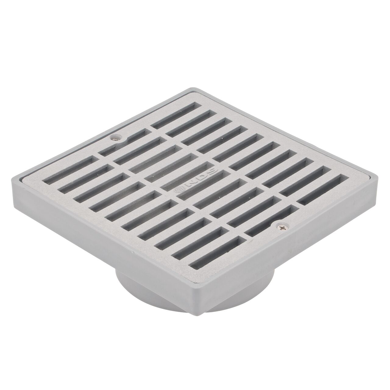 NDS 6 in. Square Grate with Low-Profile Adapter in Gray Plastic (NDS 642)