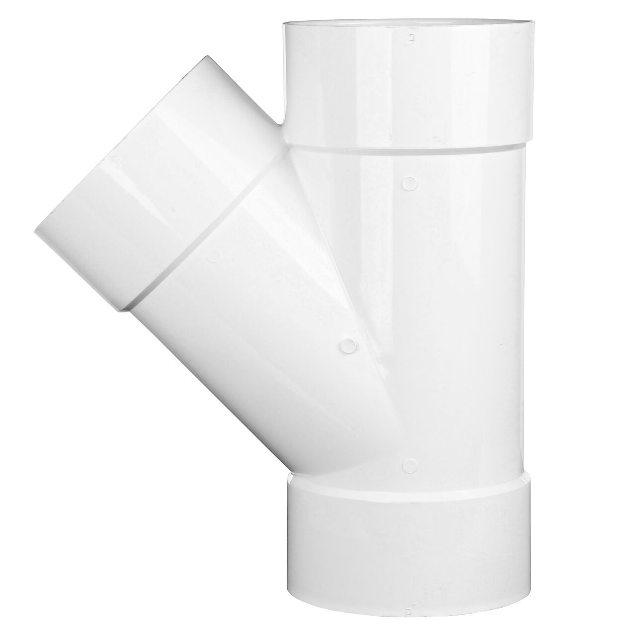 Side View of the NDS 6 in. PVC Sewer and Drain 45° Wye (NDS 6P08)