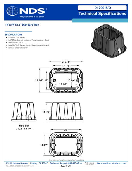 NDS 14 in. X 19 in. Rectangular D1200 Meter Box, 12 in. Height, Black Tech Spec