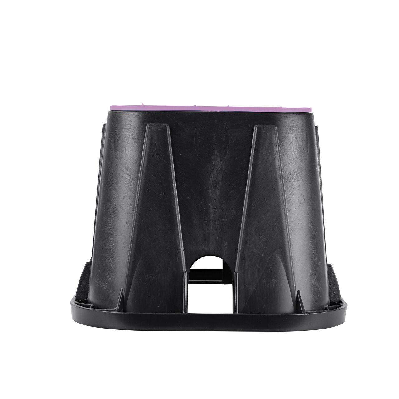 Side view of the shorter width side of the NDS 14 in. X 19 in. Rectangular Pro-Spec® Series Valve Box & Reclaimed Water Cover (NDS 313BCBR) rugged enclosure for water and irrigation pipe connections
