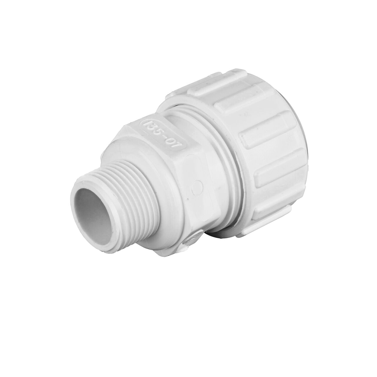 3/4 inch Threaded IPS MPT connection end on the NDS 3/4 in. Flo Lock Gripper Adapter (NDS 135-07)