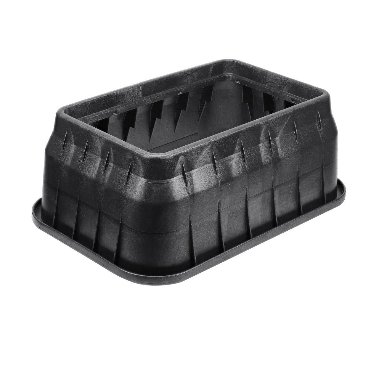 The durable Black plastic 17 in. X 30 in. Rectangular Standard Series Meter Box (NDS 124BCDMB) has a height of 12 in. and is engineered for superior strength with structural reinforcing ribs