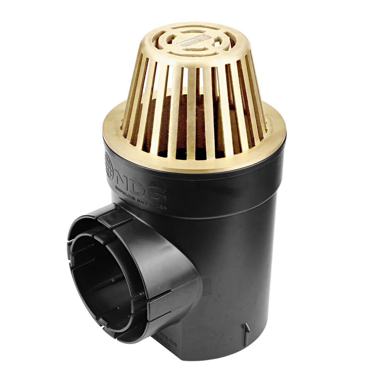 NDS Brass 6 in. Atrum Grate (NDS 90B) installed to a single outlet Spee-D Basin (NDS 101WHS)
