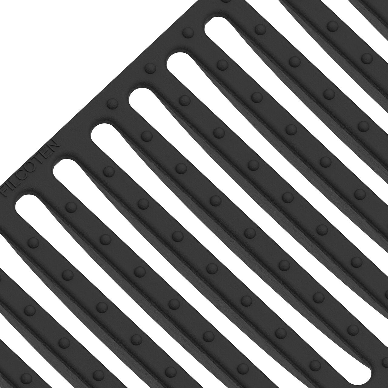 Angled view of the class E load ductile iron bar design BG-FILCOTEN® 200 Trench Drain Grate (NDS 17020105)