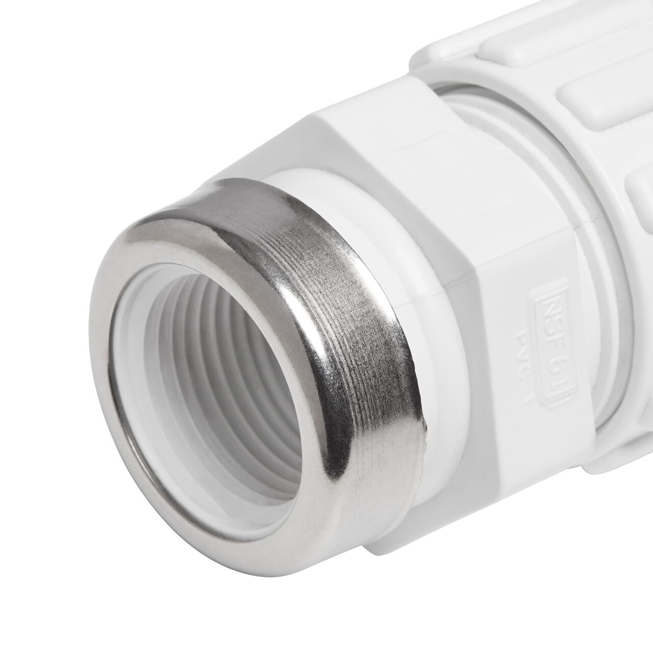 Closeup of the Threaded IPS FPT connection end on the NDS 3/4 in. SDR-9 CTS X 3/4 in. FPT Flo-Lock™ Gripper Adapter (NDS 731-07)
