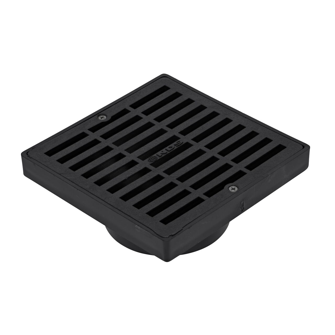 NDS 6 in. Square Grate  with Low-Profile Adapter, Black Plastic (NDS 640*, NDS 640)