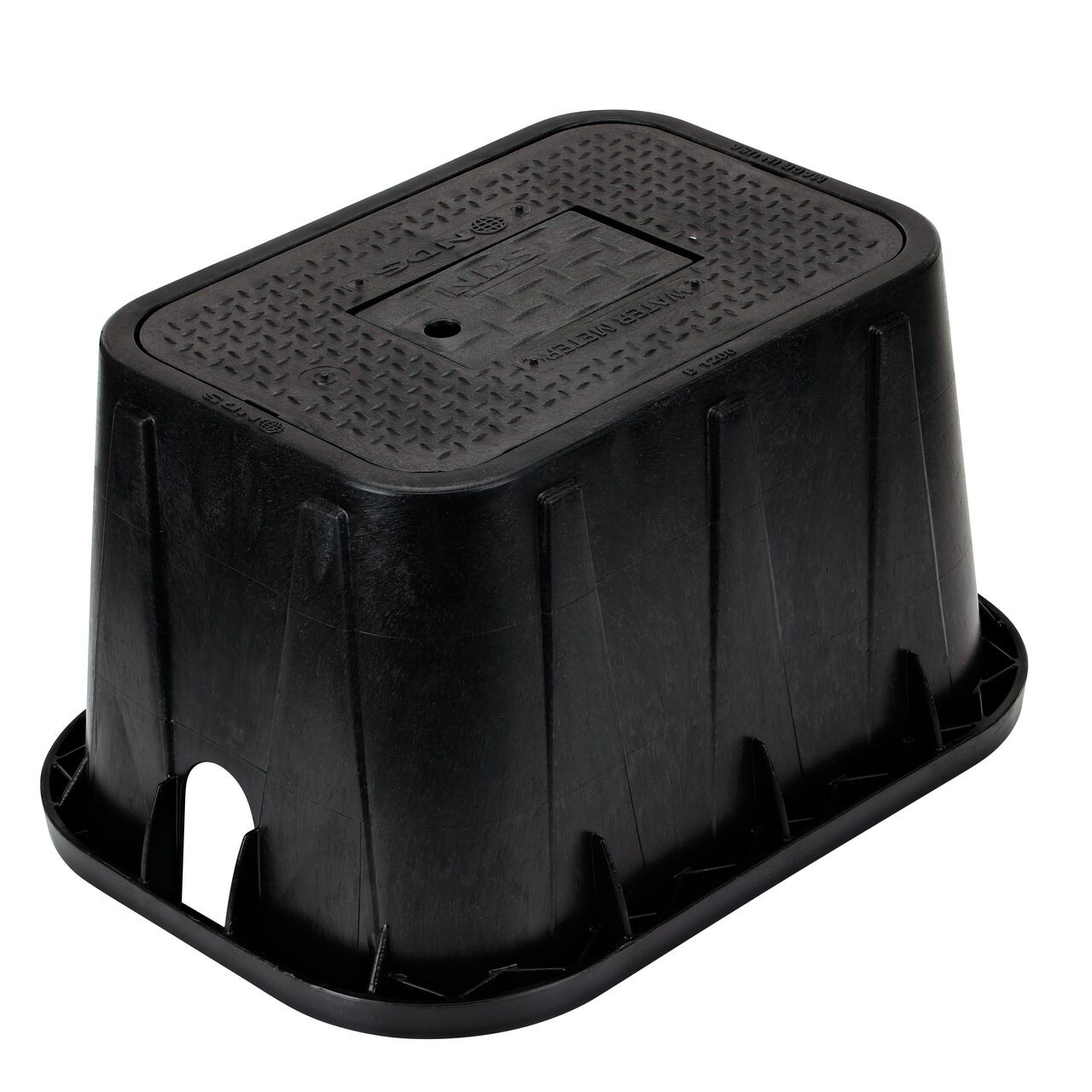 The NDS 14 in. X 19 in. Rectangular Meter Box and Drop-In Reader Cover comes with a black box and black plastic water meter cover (NDS D1200-DIRB)