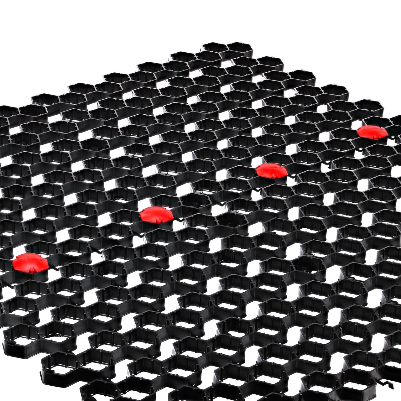 Use multiple Red NDS EZ Marker™ Parking Delineators (NDS EZMARKER-B) in the NDS EZ Roll® Grass Pavers to guide motorists