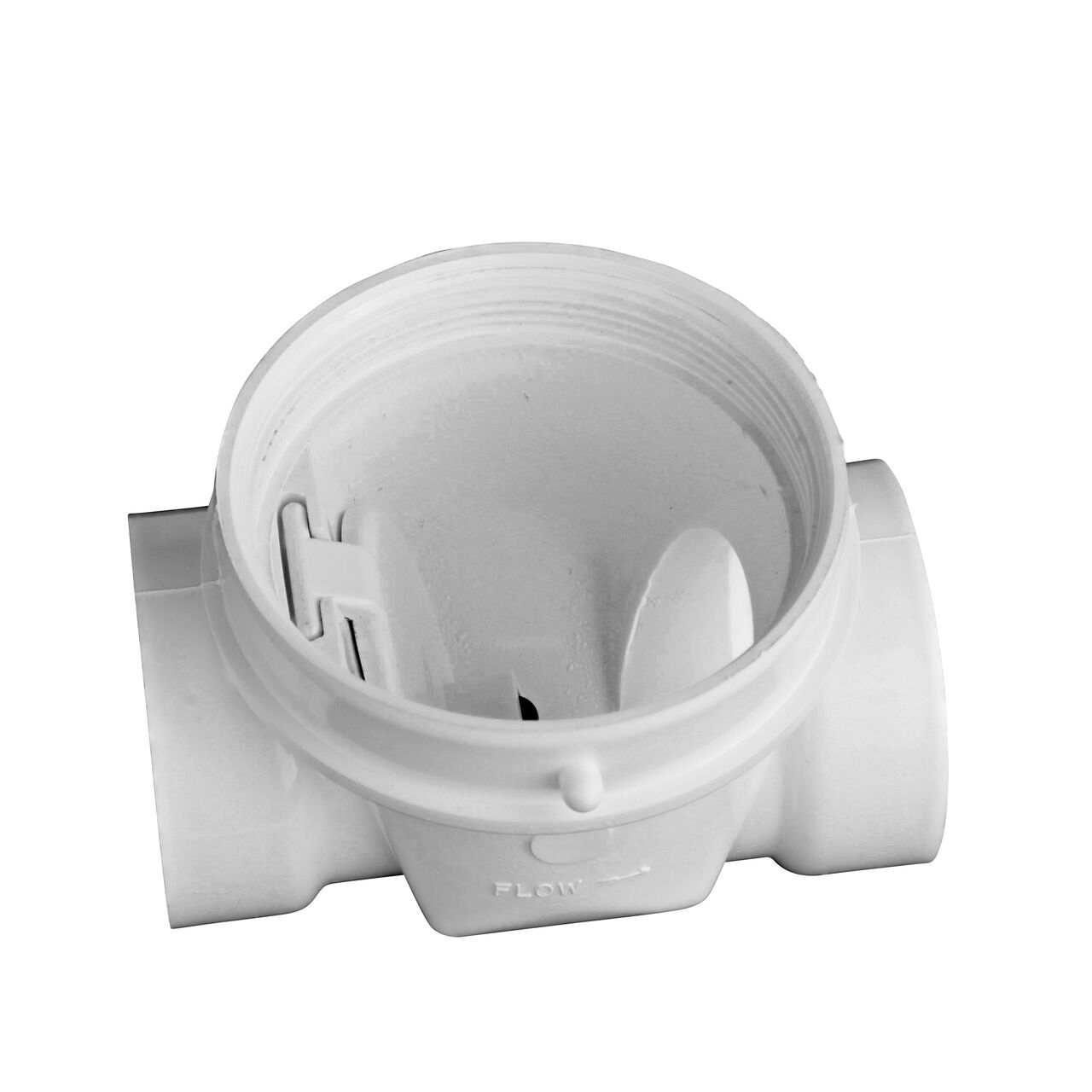 The flapper closed inside of the NDS White 2 in. PVC Backwater Valve (NDS 275P) controls the flow of water