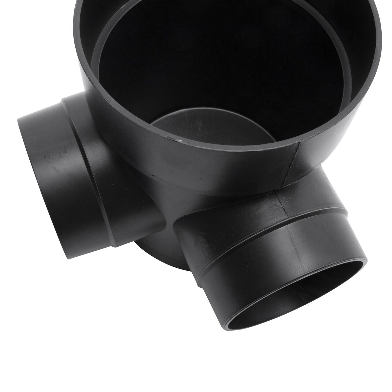 Partial view of the Inside the NDS 6 in. Round Spee-D Catch Basin Drain with two outlets offset at 90° (NDS 250*)