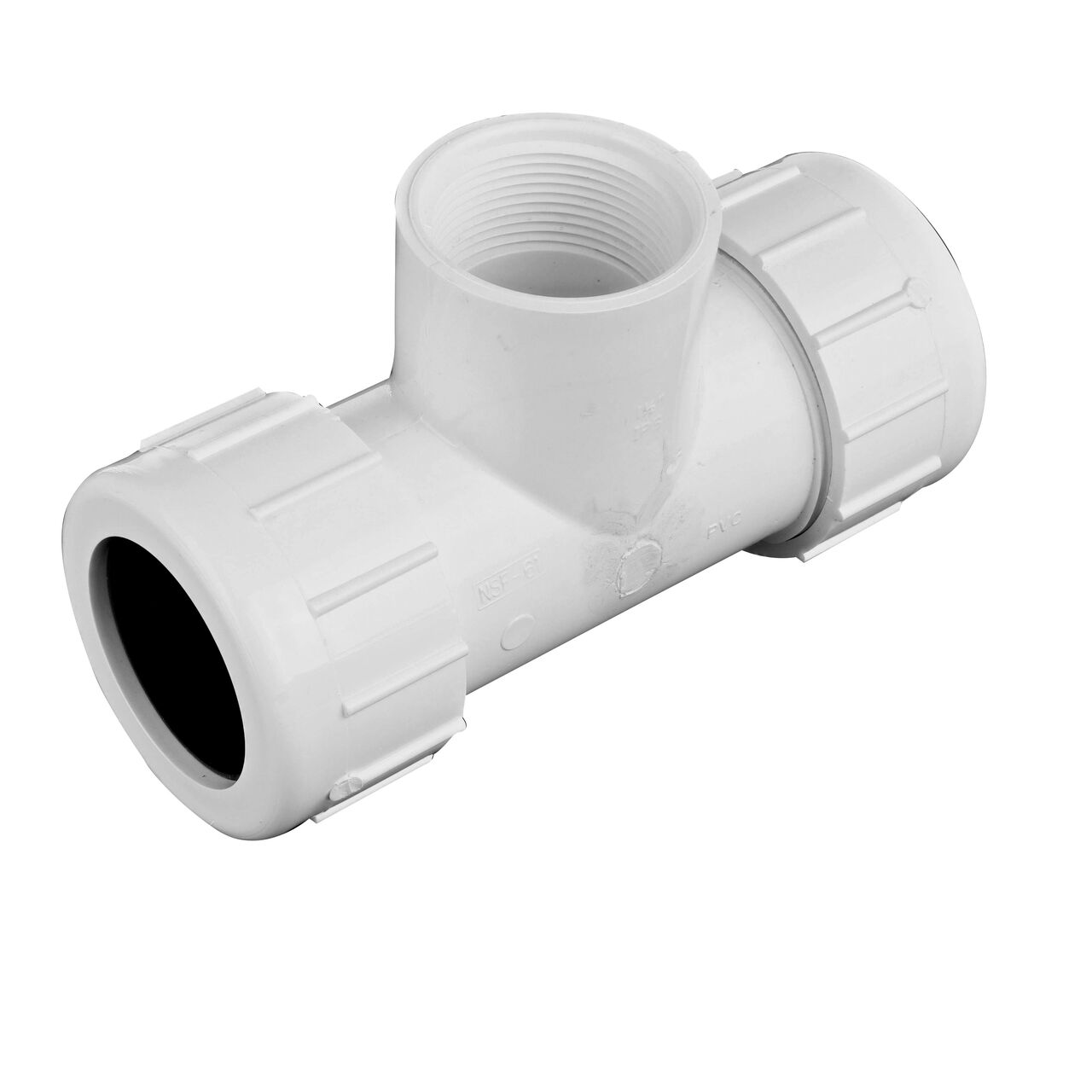 The NDS 1-1/2 in. IPS UC X FPT Compression Tee forms a "T" intersection from one pipeline and create a lateral branch in your flow system (NDS CPT-1500-T)