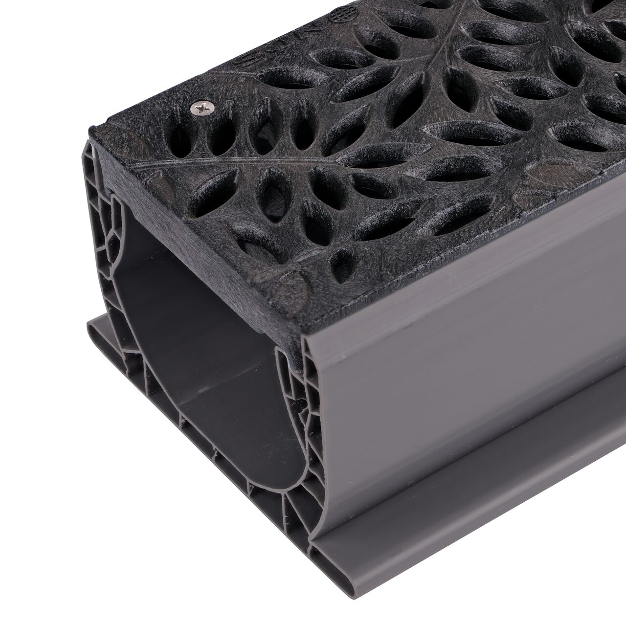 NDS Spee-D® Channel Drain Grate, Decorative Botanical Design in Black Plastic (NDS 252) fits the Spee-D Channel Drain (NDS 400)