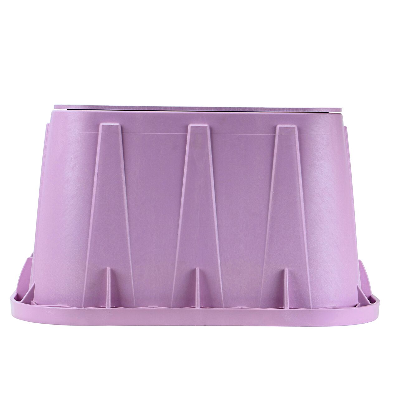 Side view of the longer length side of the NDS 14 in. x 19 in. Rectangular Pro-Spec® Series Valve Box & Reclaimed Water Cover (NDS 314PBCBR) which is engineered for superior strength with structural reinforcing ribs