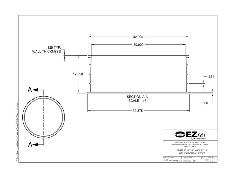 30" x 12" EZset High Tank Riser Standard Detail