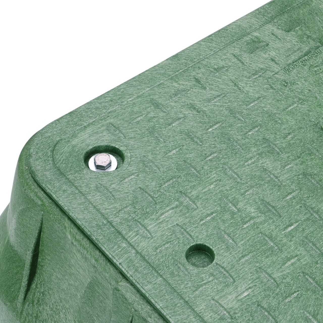 The valve box lid and bolt securely in place on the NDS 13 in. X 24 in. Rectangular Pro-Spec® Series Green Box and Green Irrigation Control Valve Cover (NDS 322BCB) keeping components protected against the elements, foot traffic, lawn care equipment, and potential vandalism while keeping them out of sight