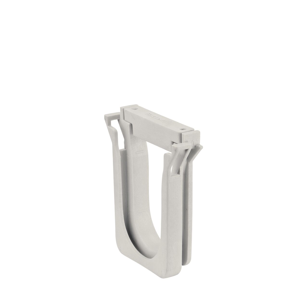 Female end of the NDS Dura Slope Channel Drain EZ-Track Radius Coupling (NDS DSRC-100), 7.36 in. deep, with a 3 degree bend for curved edges