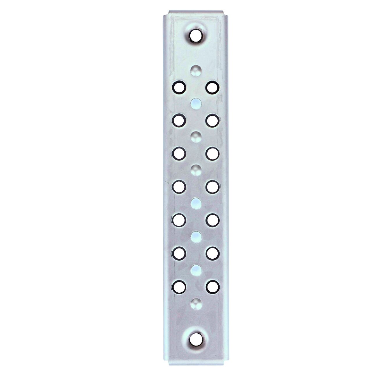 The top down view of the Stainless Steel Perforated Design Dura Slope™ Channel Drain EZ-Track™ Radius Coupling Grate (NDS DS-226MG)