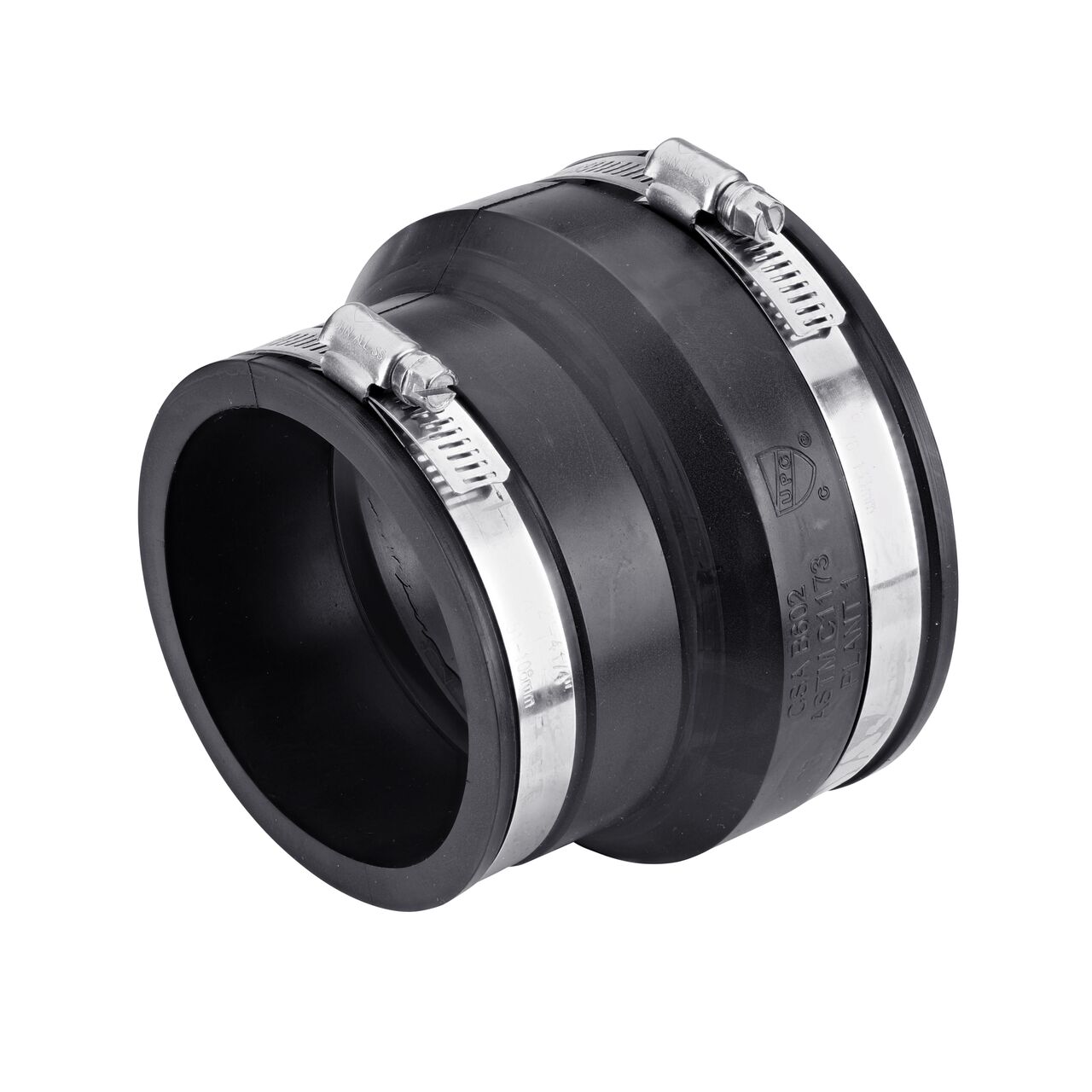 The NDS 4 in. X 3 in. flex coupling connects two cast iron/sewer and drain or DWV/copper/steel/lead pipes (NDS 56-43)