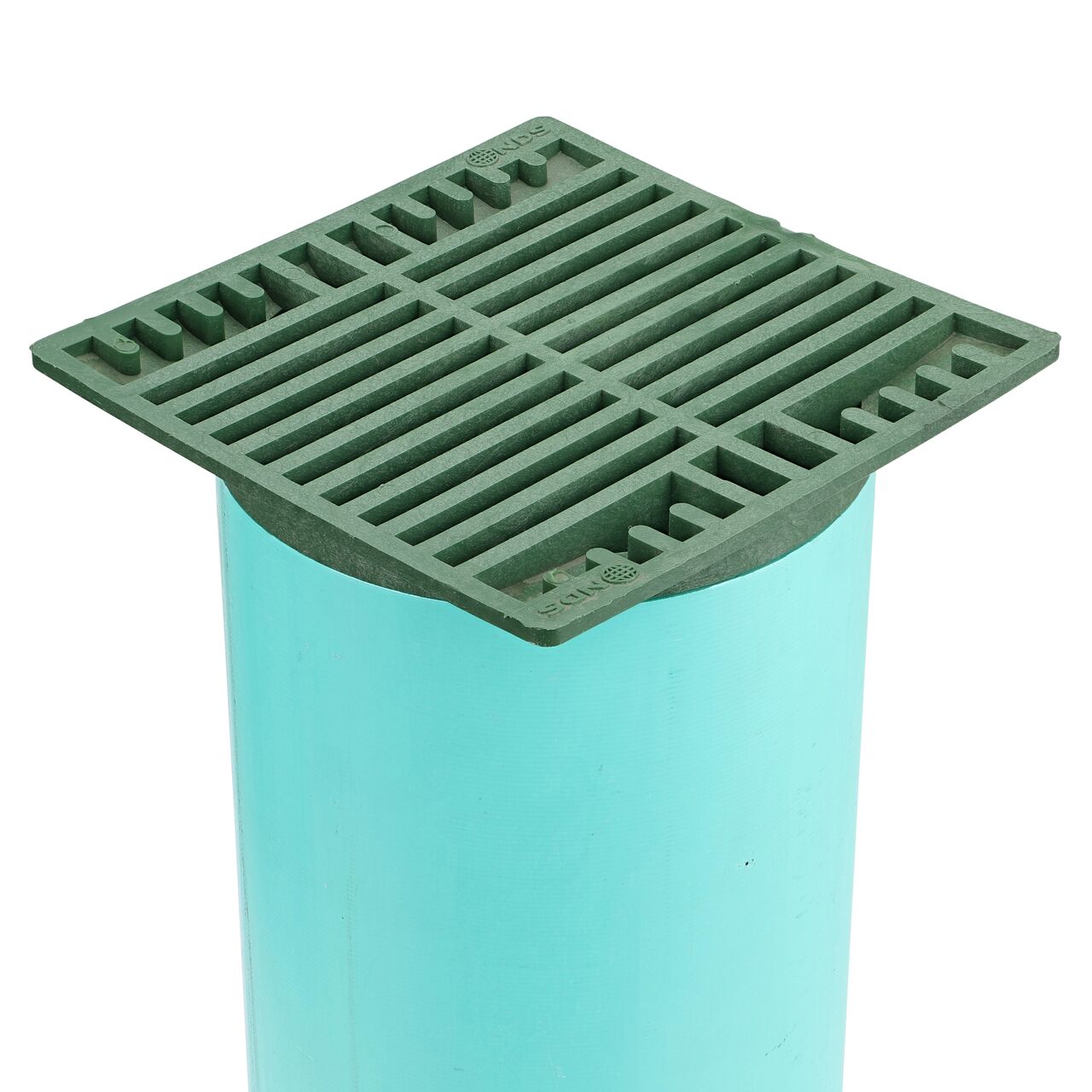 NDS Green plastic 7 in. Square Grate  Fits Spee-D® Catch Basin Drain & 6 in. Drain Pipes & Fittings installed on 6 in. S&D Pipe (NDS 772)