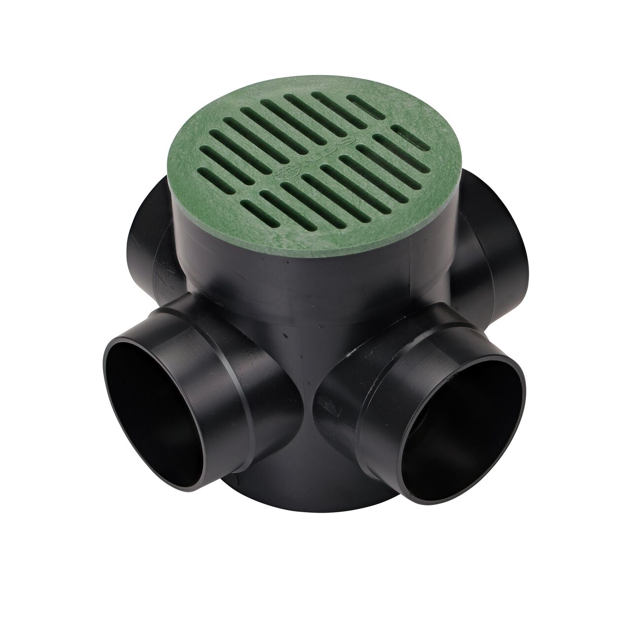 NDS 6 in. Green Round Drain Grate sits on top of the NDS 6 in. Round Spee-D Catch Basin Drain (NDS 350, NDS 50)